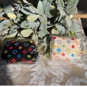 2 unbranded  Multicolor Monogram Pouches new in plastic